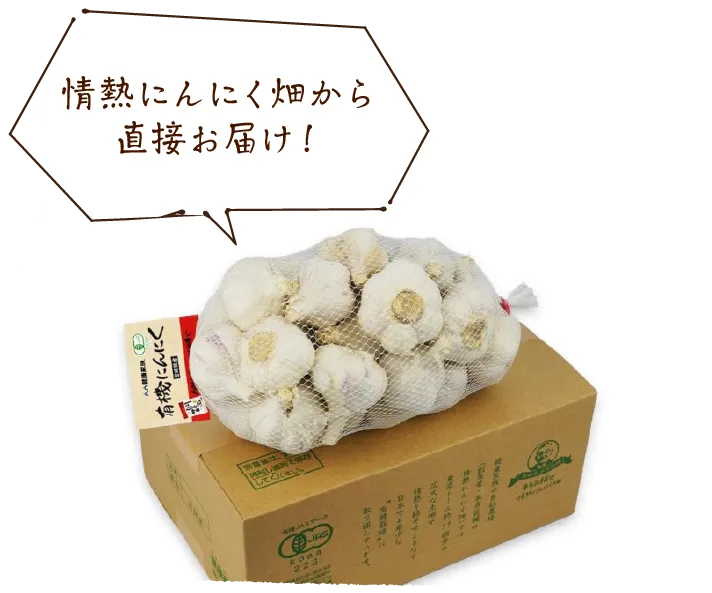「「情熱にんにく畑から直接お届け!」