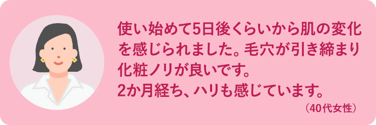 使い始めて5日後くらいから肌の変化を感じられました。