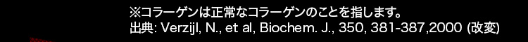 ※コラーゲンは正常なコラーゲンのことを指します。出典: Verzijl, N., et al, Biochem. J., 350, 381-387,2000 (改変)