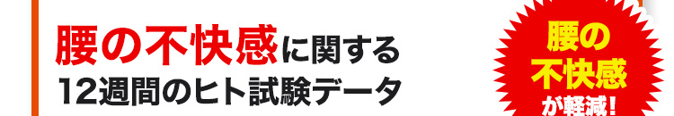 腰の不快感に関する12週間のヒト試験データ 腰の不快感が軽減!