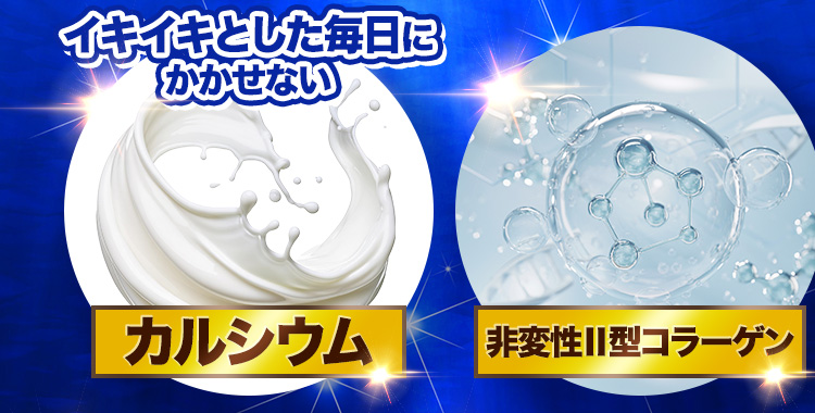 イキイキとした毎日にかかせない カルシウム 非変性Ⅱ型コラーゲン
