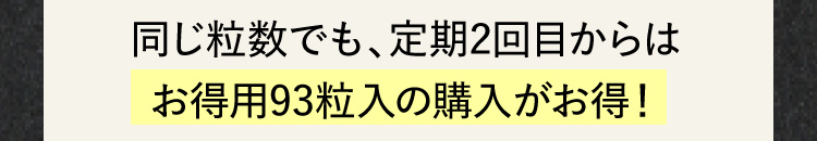 同じ粒数でも、定期2回目からはお得用93粒入の購入がお得！