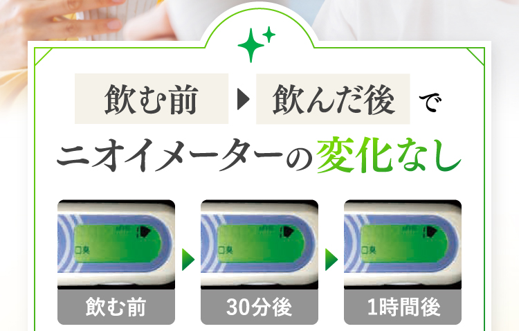 飲む前飲んだ後でニオイメーターの変化なし