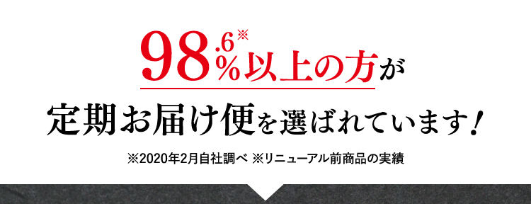 98.6%％以上の方が定期お届け便を選ばれています！※2020年2月自社調べ ※リニューアル前商品の実績