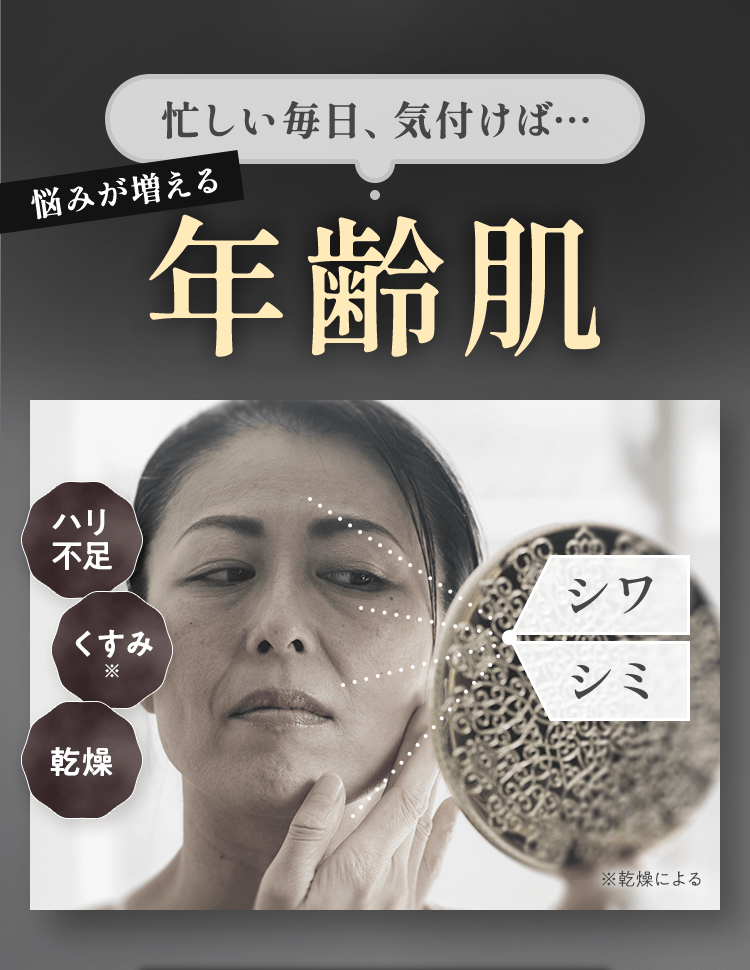 忙しい毎日、気付けば…悩みが増える年齢肌