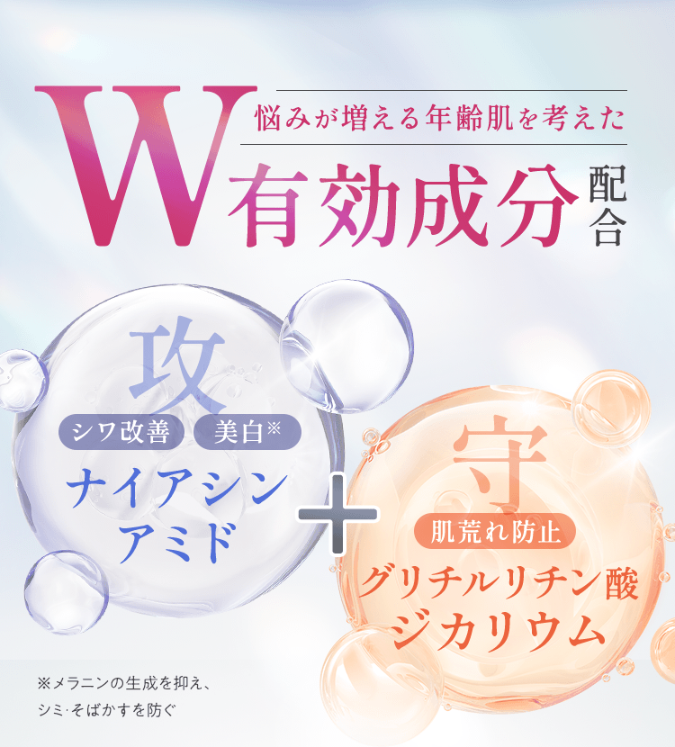 悩みが増える年齢肌を考えたW有効成分配合