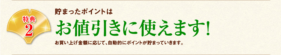 貯まったポイントはお値引きに使えます！