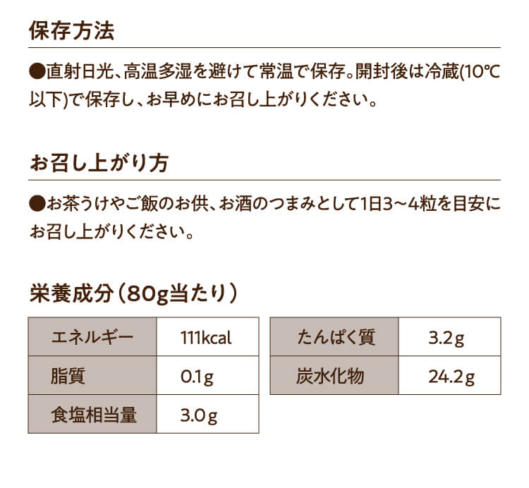 保存方法 お召し上がり方