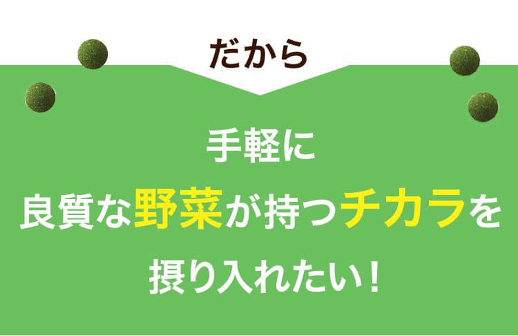 だから　手軽に良質な野菜が持つチカラを摂り入れたい！