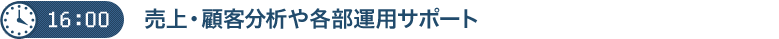 １６：００　売上・顧客分析や各部運用サポート