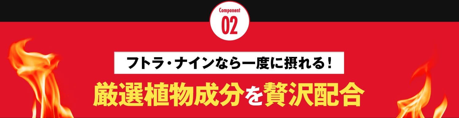 フトラナインなら一度に摂れる厳選植物成分を贅沢配合