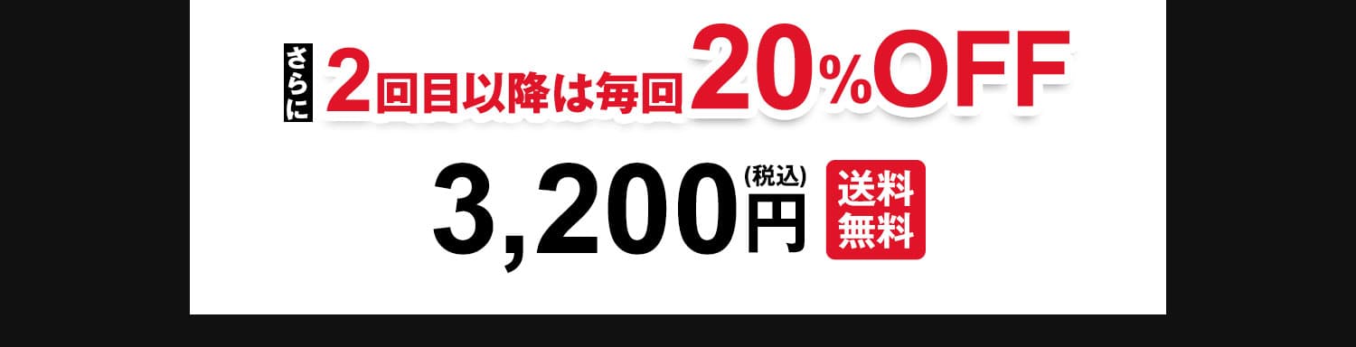 さらに2回目以降も毎回20%OFF3,200円(税込)