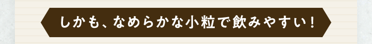 しかも、なめらかな小粒で飲みやすい！